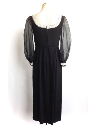 60s 70s Evening Dress Black Sequins 60s 70s Evening Dress Black Sequins