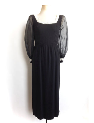 60s 70s Evening Dress Black Sequins