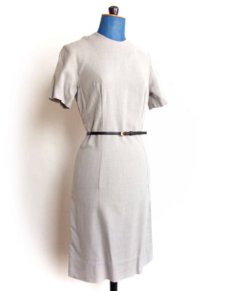 1950s Day Dress Grey Classic Sheath