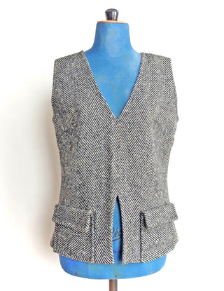 1960s Wool Vest Grey Tweed Tunic Pockets