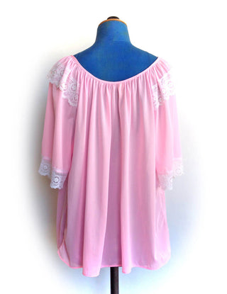 1960s Bed Jacket Pink White Lace Short