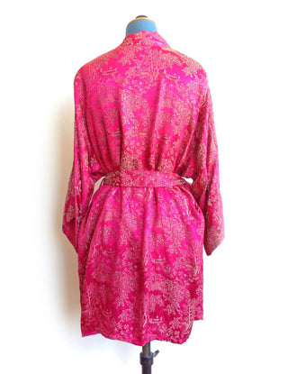 Fuchsia Pink Kimono Robe Duster Short
