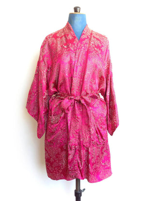Fuchsia Pink Kimono Robe Duster Short