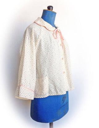 1950s Bed Jacket Pink Floral Flanelette