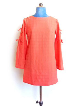 1960s Mini Dress Orange Bell Sleeve