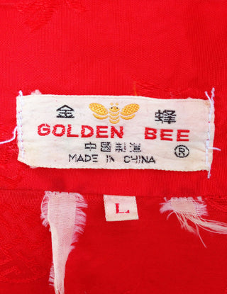 1960s Red Kimono Embroidered Rayon