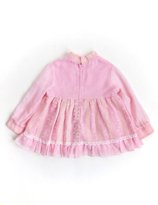 1960s Baby Dress Pink Lace Flocking