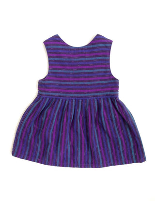 Cotton Toddler Dress Blue Purple Stripe