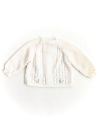 White Baby Sweater Dogs Back Buttons