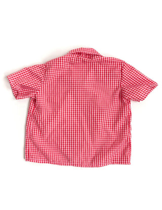 Red Gingham Button Shirt Short Sleeves