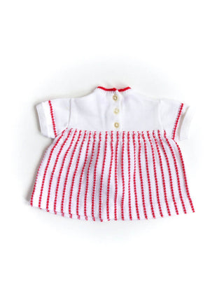 1960s Baby Dress Red Stripe Pompom
