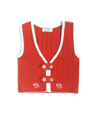 Kids Vest Rust Brown Rib Knit Dogs Swags