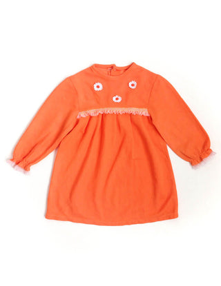 1960s Mod Girls Dress Orange Lace Daisies