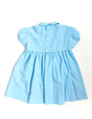 1950s Girls Smocked Dress Blue Orange