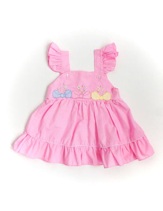 Pink Baby Dress Ruffles Bow Applique