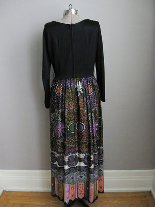 Batik Print Maxi Dress Long Sleeves
