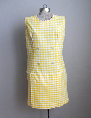 1960s Scooter Dress Yellow Gingham